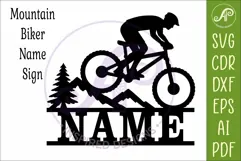 Male Mountain Bike Name Sign SVG, Cyclist Laser Cut File Product Image 3