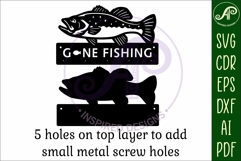 Gone fishing bass fish Key holder designs for wood and metal Product Image 4
