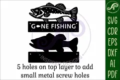 Gone fishing bass fish Key holder designs for wood and metal Product Image 4