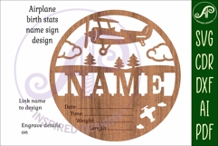 Airplane Newborn Baby stats, Birth plaque, name Product Image 4