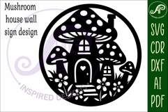 Mushroom house wall art sign template Product Image 4