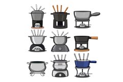 fondue cheese set cartoon vector illustration Product Image 1