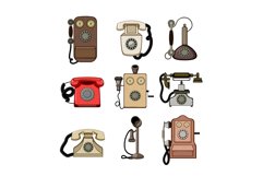 telephone retro set cartoon vector illustration Product Image 1