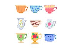 vintage cup set cartoon vector illustration Product Image 1