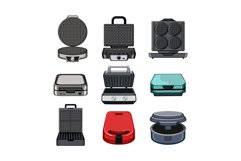 waffle iron set cartoon vector illustration Product Image 1