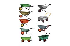 wheelbarrow set cartoon vector illustration Product Image 1