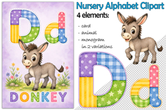 Nursery Alphabet Clipart, Flashcard Letter D, Monogram PNG Product Image 1