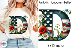 Patriotic Floral Alphabet Clipart, Patriotic Monogram PNG Product Image 1