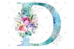 Spring Watercolor Letter. Monogram D. Sublimation Design Product Image 4