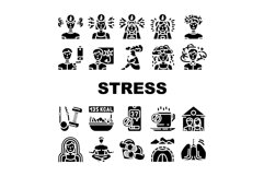 stress headache depression icons set vector Product Image 1