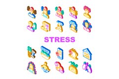 stress headache depression icons set vector Product Image 1