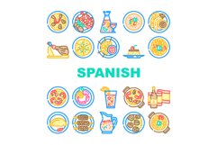 spanish cuisine food spain paella icons set vector Product Image 1