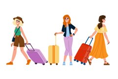 suitcase baggage woman vector Product Image 1