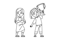 kid girl winner looser vector Product Image 1