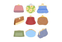 wallet vintage set cartoon vector illustration Product Image 1
