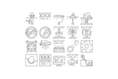 Tidal Power Plant Collection Icons Set Vector Product Image 1