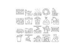 Waste Sorting Conveyor Equipment Icons Set Vector Product Image 1