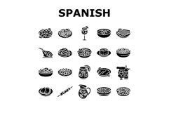 spanish cuisine food paella tapas icons set vector Product Image 1