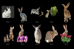 60 RABBITS TRANSPARENT PNG FILES, ANIMALS PHOTOSHOP OVERLAYS Product Image 6