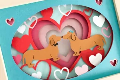 Valentine 3D Shadow Box SVG Sausage Dogs Layered Paper Cut Product Image 5