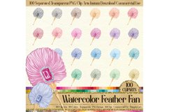 100 Hand Painted Watercolor Handy Feather Fan Clip Arts Product Image 3
