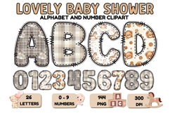 Lovely Baby Shower Alphabet &amp; Numbers Clipart PNG 300 DPI Product Image 1