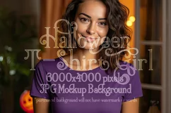 Halloween T-Shirt Mockup for Women, Purple TShirt Mockup, d6 Product Image 1