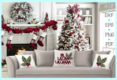 Fa La La La Laaaa Holly Jolly Buffalo Plaid Fun Quote SVG Product Image 2