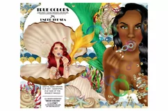 Mermaid ClipArt Afro American Mermaid Clip Art Product Image 1
