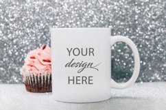 White cup mockup on glitter background Product Image 1