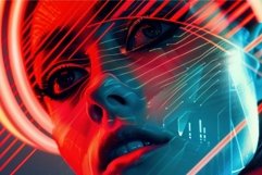 Woman merging with technology showing futuristic digital wor Product Image 1