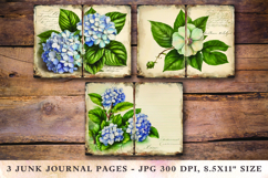 Junk Journal Pages - hydrangea Product Image 1