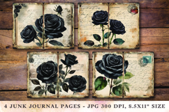 Junk Journal Pages - black roses Product Image 1