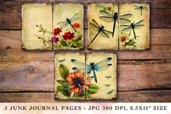 Junk Journal Pages - floral dragonfly Product Image 1
