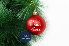 Red Christmas Bauble Mockup, Round Christmas Ornament Mockup Product Image 1