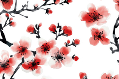 Blooming Cherry Blossom Branch Background Wallpaper Product Image 1