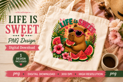 Life Is Sweet Capybara PNG Sublimation Design Product Image 4