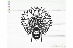Sunflower bee svg, Bumble bee svg, Sunflower cut file Product Image 3