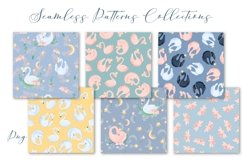 Set of seamless patterns Lovely Swans Product Image 2