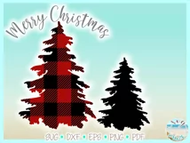 Merry Christmas Tree Buffalo Plaid Svg Dxf Eps Png PDF files Product Image 3