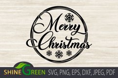 Christmas Ornament SVG - Round Sign with Snowflake Product Image 3