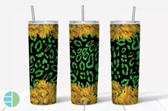 Skinny Tumbler Sublimation Design - Sunflower Leopard Print Product Image 3