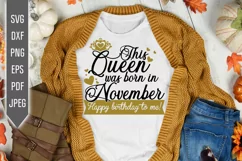 November Birthday Svg. This Queen Was Born In November, dxf Product Image 1