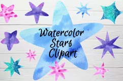 Watercolor stars clipart - 18 PNG files - Galaxy clip art Product Image 1