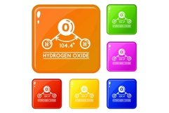 Water molecule icons set vector color Product Image 1