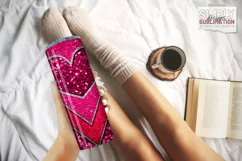 Valentine Sequin Heart 20 oz Sublimation Tumbler Wrap Png Product Image 3