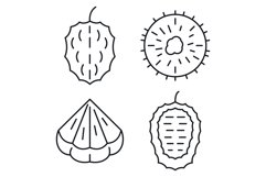 Soursop icons set, outline style Product Image 1