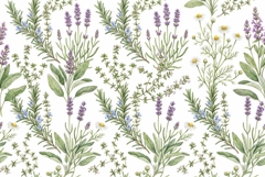 Watercolor herb garden seamless pattern Mother's Day Product Image 1