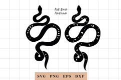 Celestial snake svg, Reptile clipart, Moon phase svg Product Image 1