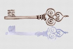 Old Golden Key Watercolor png Product Image 4